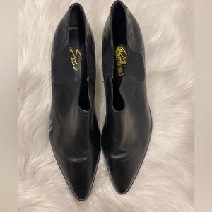 Vintage 90s Ellemeno Style Black Western Ankle Boots Sz 9M